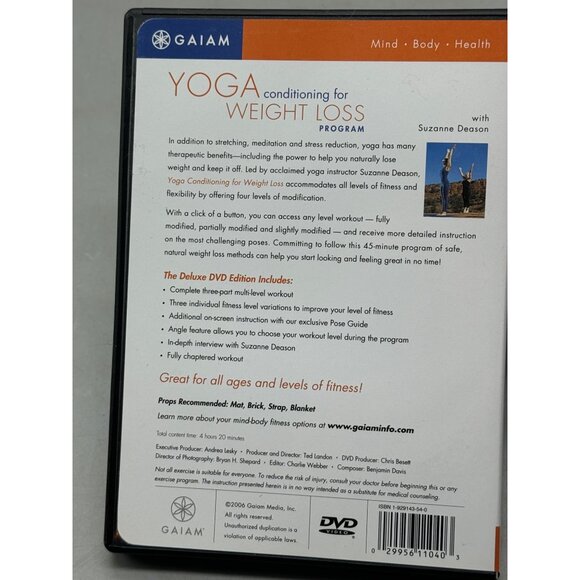 Gaiam Yoga Conditioning For Weight Loss DVD Program With Suzanne Deason READ - Picture 2 of 3